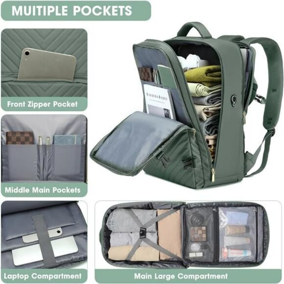 Airline approved large travel backpack carry on luggage personal item bag waterp - Picture 4 of 8